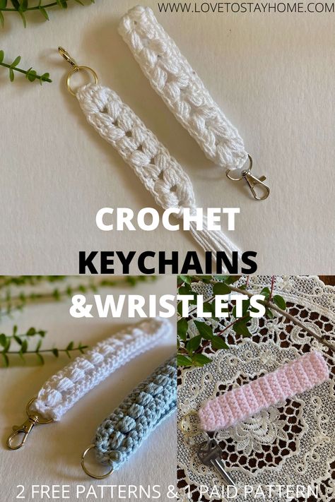 Crochet Keyring Free Pattern Ideas, Crochet Key Chains Free Pattern Simple, Key Fob Crochet Free Pattern, Crocheted Keychains Free, Knitted Keyring Free Pattern, Free Crochet Patterns For Keychains, Crochet Key Lanyard Pattern Free, Crochet A Keychain, Keychains To Make And Sell