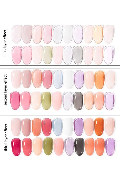 DouborQ 20Pcs Jelly Gel Nail Polish Set,0.24 Fl Oz Pink Nude Purple light Color Transulcent Black White Gel Polish Glass Nail Gel Nail Art DIY Salon White Gel Polish, Jelly Gel Nail Polish, Diy Salon, Glass Nail, Pretty Gel Nails, Nail Polish Set, Gel Nail Polish Set, Glass Nails, Jelly Nails