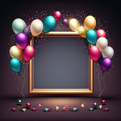 Beautiful Birthday Backgrounds, Happy Birthday Photo Editing Background, Birthday Frames For Pictures, Birthday Frame Background, Happy Birthday Ideas, Balloons Pictures, Birthday Card Background, Flying Balloons, Birthday Dpz