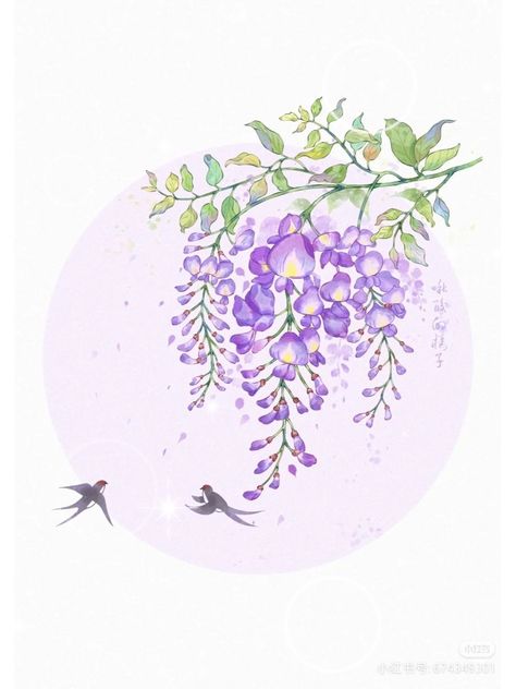 Wisteria Drawing, Wisteria Garden, Vietnam Art, Garden Drawing, Painted Candles, Cross Stitch Patterns Flowers, Beaded Top, Wisteria, Flower Drawing