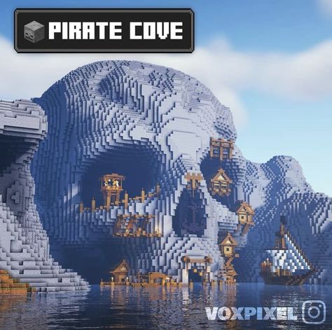 Minecraft Skull, Minecraft Building Designs, Pirate Cove, Minecraft Building Blueprints, Minecraft Statues, Minecraft House Plans, Minecraft Castle, Pirates Cove, Minecraft Construction