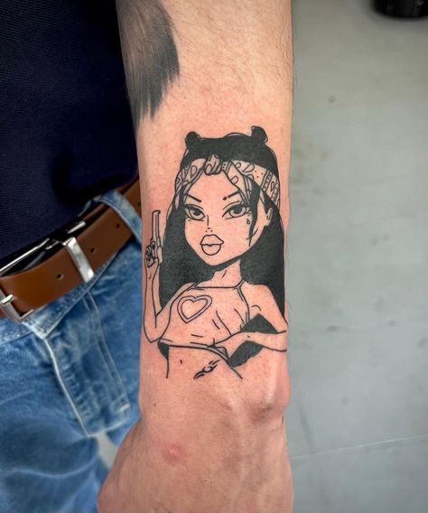 Jade Bratz Tattoo, Bratz Doll Tattoo, 1 Of 1 Tattoo, Bratz Tattoo, Doll Tattoo, Sharpie Tattoos, Stylish Tattoo, Tattoo Skin, Black Girls With Tattoos