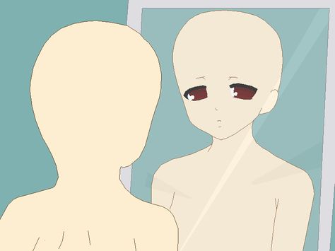 Mirror Reference Drawing, Mirror Reference, Looking In Mirror, Mirror Pose, Base Anime, Looking In The Mirror, Human Body Drawing, Body Drawing Tutorial, Best Anime Drawings