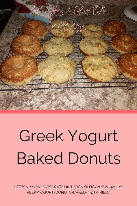 Greek Yogurt Donut Recipe, Greek Yogurt Sweet Recipes, Greek Yogurt Doughnut Recipe, Baked Doughnuts With Greek Yogurt, Greek Yogurt Dough Cinnamon Rolls, 3 Ingredient Greek Yogurt Bagels, Greek Yogurt Protein Bagels, Baked Doughnut Recipes, Cake Mix Donuts