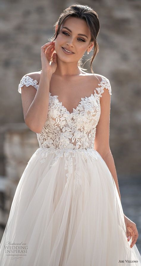 Wedding Dresses With Short Sleeves, Short Sleeve Bridal Gown, Cap Sleeve Wedding Dress, Shoulder Wedding Dress, Bridal Cap, Satin Bridal Gowns, Off Shoulder Wedding Dress, Beach Bridal Gown, Wedding Inspirasi