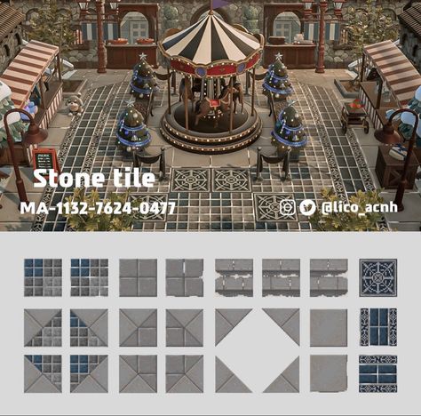 Acnh Stone Tile Code, Concrete Path, Brick Path, Tiles Ideas, Path Design, Animal Crossing Wild World, Stone Path, New Animal Crossing, Concrete Tiles