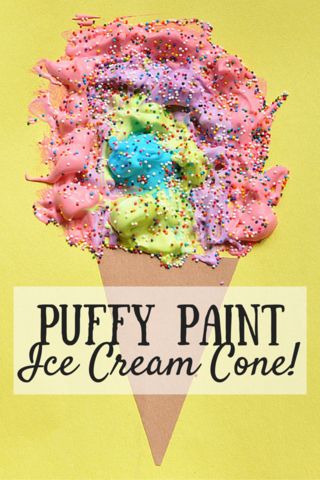 Puffy Paint Ice Cream, Preschool Sel, Ice Cream Cone Craft, Prek Art, Ice Cream Painting, Fantastic Friday, Ice Cream Crafts, Ice Cream Art, Summer Board