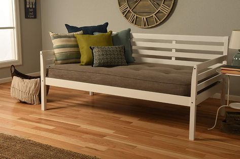 Amazon.com: Kodiak Furniture Boho Daybed with Barbados Finish, Twin: Kitchen & Dining Small Office Setup, Boho Daybed, Daybed Canopy, Bunk Bed Mattress, Daybed Mattress, Wood Daybed, Boho Furniture, Firm Mattress, Twin Size Bedding