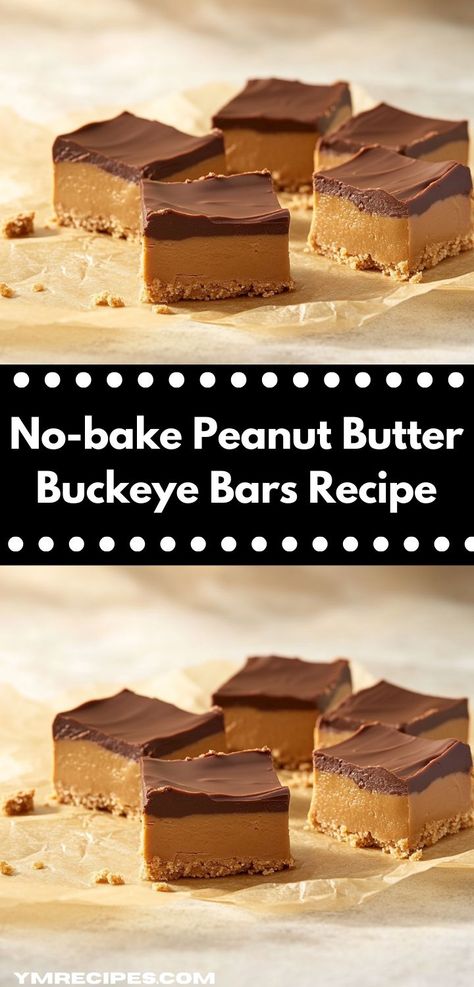 Searching for a family-friendly dessert that’s quick to prepare? These No-bake Peanut Butter Buckeye Bars are not only easy to make but also packed with flavor. Enjoy them as a fun snack or a sweet finish to your meal. Buckeyes Bars, Peanutbutter Dessert Recipes, Buckeye Cheesecake Bars, Buckeye Dessert, Buckeye Bars Recipe, Chocolate Pretzel Bars, Buckeye Bars, Unique Recipes Desserts, Peanut Butter Buckeyes