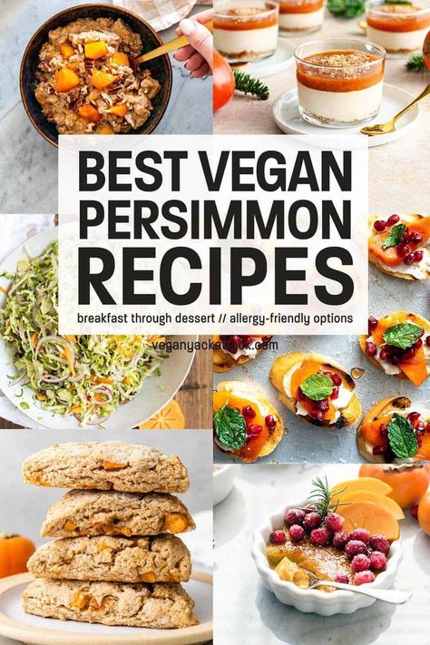 Are you enticed by persimmons in the winter but perplexed on what to do with them once you get them home? Let me help you out with some of THE BEST vegan persimmon recipes! Persimmon Bread, Persimmon Recipes, Oatmeal Cookies Chewy, Spicy Soup, Vegan Comfort Food, Recipe Blog, Vegan Appetizers, Vegan Recipe, Milk Recipes