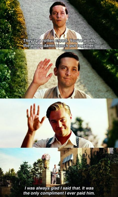 Gatsby X Nick, The Great Gatsby Movie, Gatsby Movie, Jay Gatsby, Movie Lines, Film Quotes, Tv Quotes, Favorite Movie, The Great Gatsby