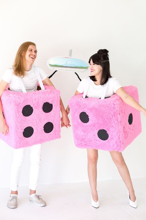 Dice Costume, Diy Funny Halloween Costumes, 50s Halloween Costumes, Food Halloween Costumes, Cheerleader Halloween, Cheerleader Halloween Costume, Fuzzy Dice, Best Group Halloween Costumes, Purim Costumes