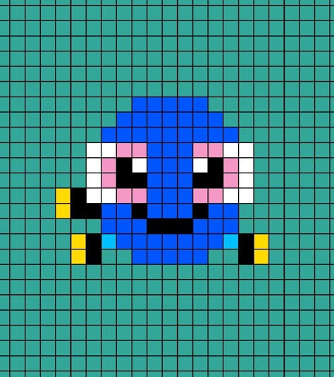 Pixel Art template of baby Dory from Disney Pixar Finding Dory Small Disney Pixel Art, Pixar Pixel Art, Disney Pixel Art Easy, Bluey Pixel Art, Easy Pixel Art Disney, Disney Pixel Art, Pixel Art Disney, Pixel Art Animals, Baby Dory