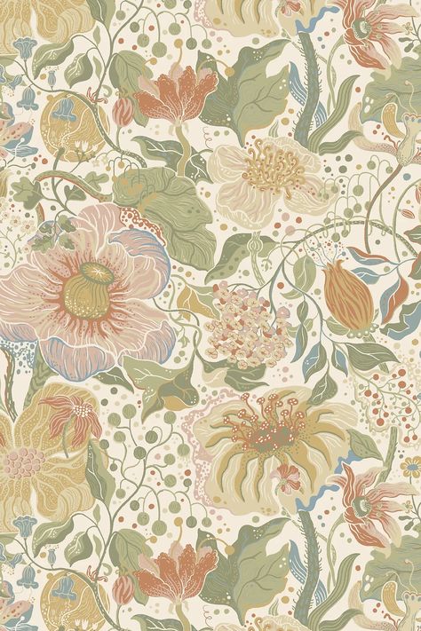 Patterndesigner & Illustrator | Lina Schnaufer | Gothenburg Sunnia Manahil, Floral Design Illustration, Traditional Pattern Design, Victorian Wallpaper, Wallpaper Home Decor, Flowery Wallpaper, Watercolor Floral Pattern, Floral Pattern Design, Vintage Floral Pattern