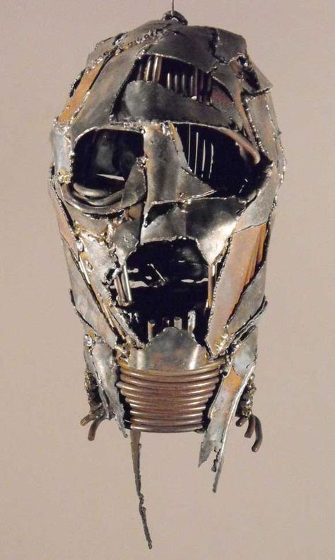 Metal Face Sculpture, Metal Face Mask, Metal Masks, Metal Helmet, Steel Welding, Metal Mask, Different Artists, Metal Sculptures, Amazing Artwork