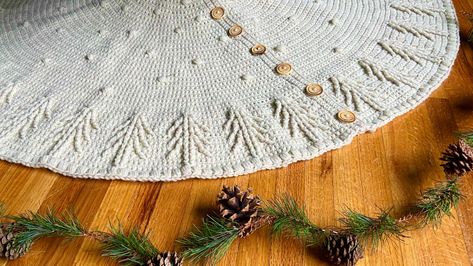 Inspired by quiet Christmastime memories, watching the snow fall outside my living room window, the Silent Night Christmas Tree Skirt evokes a calm… Silent Night Christmas Tree Skirt, Christmas Tree Skirts Crochet, Knitted Tree Skirt Pattern Free, Christmas Tree Skirt Crochet Pattern, Crochet Tree Skirt, Christmas Tree Skirts Patterns, Tree Skirt Pattern, Skirt Pattern Free, Knit Items