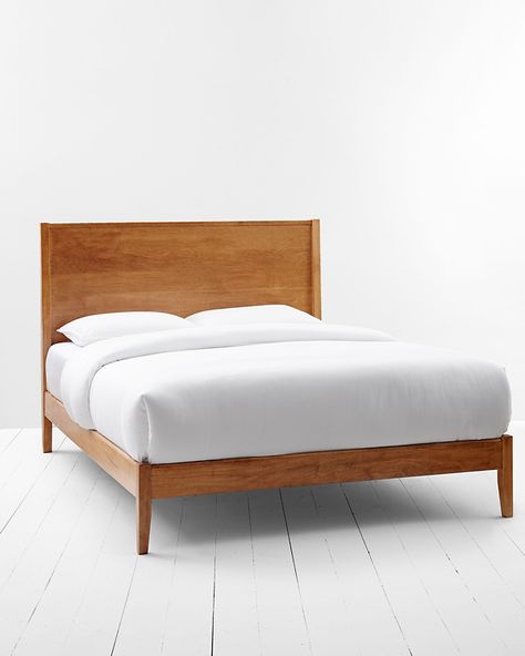 Archer Midcentury-Modern Wood Bed Modern Wood Bed, Headboard Frame, Bedroom Beds, Tapered Sides, Solid Wood Bed Frame, Wood Bed Design, California King Bedding, Wood Bed Frame, King Bed Frame