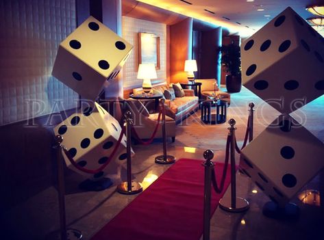 Dice Party Decorations, Corporate Casino Party, Dice Decorations, Casino Party Decor, Casino Themed Party, Casino Event, Giant Dice, Mason Disick, Casino Birthday