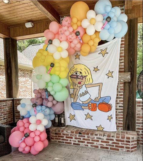 Lizzie Mcguire Bid Day Theme, Lizzie Mcguire Bid Day, Lizzie Mcguire 30th Birthday, Lizzie Mcguire Birthday Party Decorations, 24th Birthday Themes For Her, Lizzie Mcguire Theme Party, Lizzie Mcguire Bachelorette, Dcom Party, Lizzie Mcguire Party Ideas