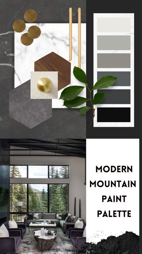 Modern Greige Paint Palette Modern Mountain House Color - Etsy Farmhouse Palette, Modern Farmhouse Color Palette, Modern Manor, Farmhouse Color Palette, Farmhouse Color Scheme, Farmhouse Color, Rustic Color Palettes, Color Palette Interior Design, Modern Mountain House