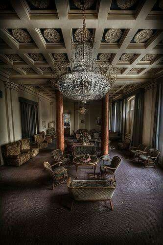 Old Hotel Lobby, Grand Lobby, The Overlook Hotel, Abandoned Hotels, Abandoned Homes, Abandoned Property, Overlook Hotel, Abandoned Castles, Abandoned Mansions