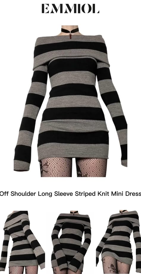 Goth Shein Finds, Modern Goth Outfits Simple, Evil Scientist Outfit, Contrasting Colours, Striped Mini Dress, Really Cute Outfits, Edgy Outfits, Character Outfits, Dream Clothes