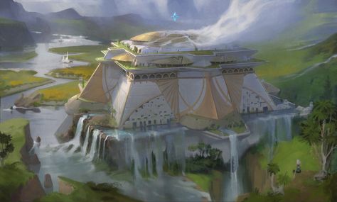 Age Of Wonders 4, Fantasy Cities, Surfing Tips, Arcology, Arte Peculiar, Star Wars Concept Art, Fantasy City, Fantasy Castle, Futuristic Art