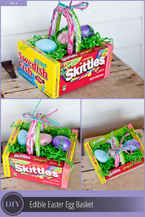 How to make an edible Easter basket - what a neat idea! Edible Easter Basket, Unique Easter Baskets, Easter Baskets To Make, Candy Easter Basket, Diy Edible, Easter Egg Basket, Diy Ostern, Easter Goodies, Unique Easter