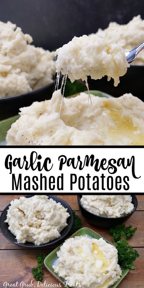 Garlic Parmesan Mashed Potatoes, Parmesan Mashed Potatoes, Garlic Parmesan Potatoes, Chef Mickey, Perfect Mashed Potatoes, Steak Side Dishes, Making Mashed Potatoes, Baked Garlic, Garlic Mashed Potatoes