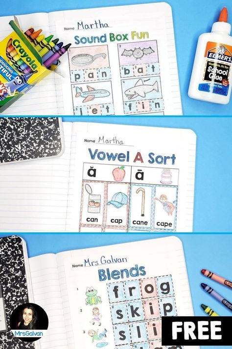 Blends And Digraphs, First Grade Phonics, Cvce Words, Reading Words, Education Quotes For Teachers, Interactive Notebook, Phonemic Awareness, Kindergarten Literacy, Teaching Activities