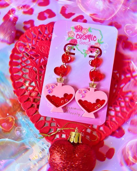 Potion Earrings, Valentine's Earrings, Valentines Day Earrings, Valentines Accessories, Valentines Earrings, Love Day, Love Potion, Funky Earrings, Earrings Heart