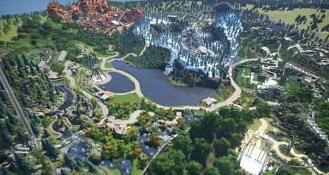 Planet Coaster Layout, Planet Coaster 2 Inspiration, Planet Coaster Park Ideas, Planet Coaster Ideas, Planet Zoo Billboard, Planet Coaster Inspiration, Coaster Inspiration, Jurassic World Evolution 2 Park Layout, Planet Zoo Layouts Map