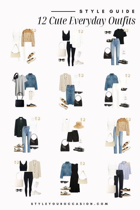 Cute Everyday Outfits Casual, Lazy Summer Outfit, Effortless Style Casual, Outfit Basics, Casual Outfit Women, Outfits Neutral, Outfit Ideas For School, Simple Casual Outfits, What To Wear Fall