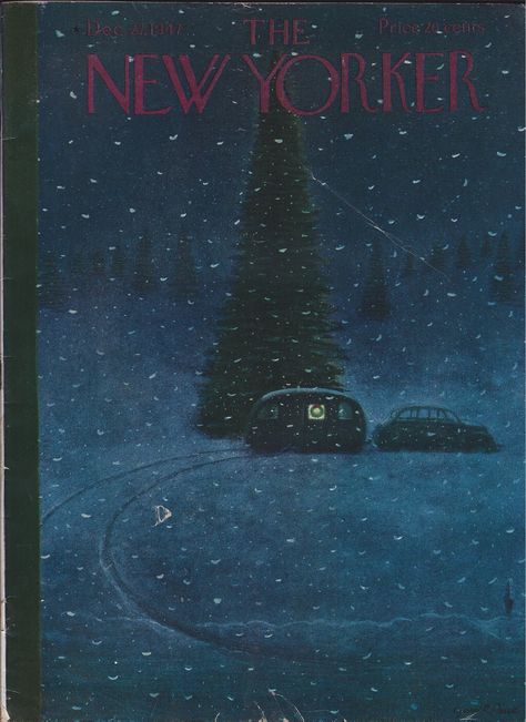 The New Yorker Magazine from December 27, 1947. Cover illustration by Garrett Price. New Yorker December, New Yorker Cover, The New Yorker Magazine, New Yorker Magazine, New Yorker Covers, American Graffiti, Christmas Cover, December 27, Tableau Art