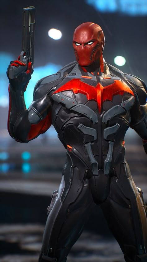 Red Hood Gotham Knights Suits, Gotham Knights Red Hood, Luther Strode, Dc Red Hood, Arkham Knight Red Hood, The Arkham Knight, Red Hood Helmet, Red Hood Wallpaper, Red Hood Dc