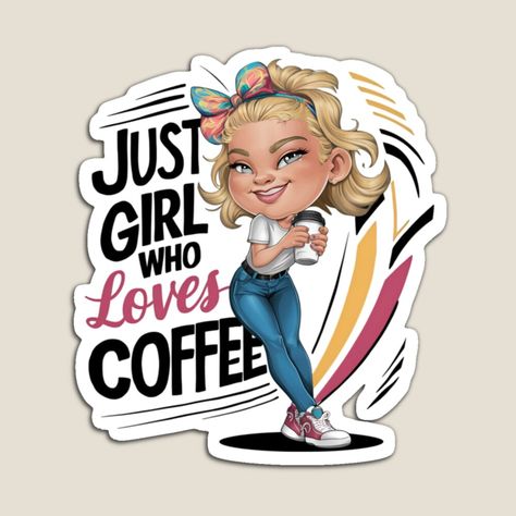 Get my art printed on awesome products. Support me at Redbubble #RBandME: https://www.redbubble.com/i/magnet/Caffeine-Queen-by-Magdymo/164527636.TBCTK?asc=u Caffeine Queen, Trendy Bows, Lover Girl, Cartoon Girl, Casual Chic Outfit, Chic Outfit, Just Girl Things, Girl Cartoon, Stylish Design