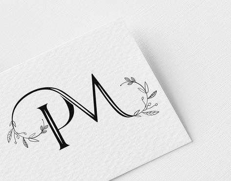 PM wedding initials, botanical boho logo & monogram on Behance Pm Initials Logo, Pm Tattoo Letter, Pv Monogram Logo, Monogram For Wedding Initials, Initials Logo Design Monograms, Pm Logo Design Letters, Wedding Initials Logo Letters, Wedding Symbols Logo, Tattoo Letter P