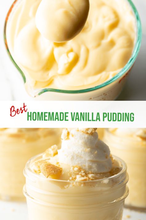 Homemade Vanilla Pudding - This nearly no-fail recipe is perfect to make everyone's favorite rich, creamy and flavorful vanilla dessert or snack treat from scratch right at home! | A Spicy Perspective How To Make Vanilla Pudding, Homemade Instant Vanilla Pudding, Homemade Vanilla Pudding Easy, Healthy Vanilla Pudding, Pudding Desserts Vanilla, Homemade Pudding Recipes, Home Made Pudding Recipes, Homemade Vanilla Pudding From Scratch, Vanilla Instant Pudding Recipes