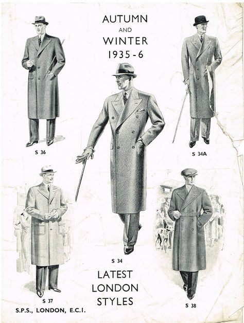 The Tailor & Cutter - overcoats - Permanent Style 1930s Men, Mens Fashion Vintage, Mens Fashion Illustration, 30s Fashion, Mens Fashion Blog, Hipster Mens Fashion, Vintage Mens Fashion, 1930s Fashion, Mode Masculine