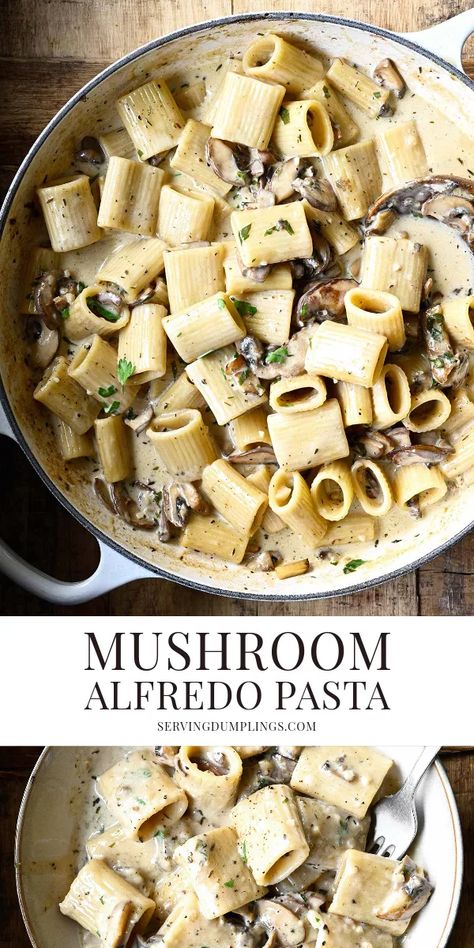 Mushroom Tortellini Recipes, Meditrain Diet, Mushroom Dinners, Mushroom Fettuccine Alfredo, Mushroom Pasta Recipes, Mushroom Alfredo Pasta, Mushroom Alfredo, Rasta Pasta, Mushroom Recipes Pasta