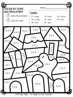 Halloween Color By Multiplication, Halloween Multiplication Color By Number, Color By Number Multiplication Free, Halloween Multiplication Worksheets, Halloween Maths, Nanny Binder, Math Facts Practice, Color By Number Multiplication, Color By Number Math