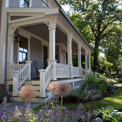 Victorian Treasure Revealed - John Altobello ArchitectureJohn Altobello Architecture Victorian Farmhouse Porch, Victorian Porch Ideas, Old Victorian Homes, Elegant Sets, Back Porch, Front Porch, Victorian Homes, Porch, Over The Years