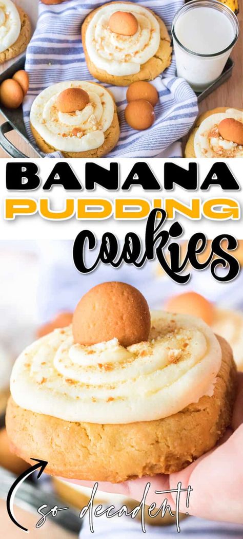 Banana Cream Pie Cookies, Cream Pie Cookies, Banana Pudding Cookies, Pudding Cookies Recipes, Instant Banana Pudding, Crumble Cookie Recipe, Easy Banana Pudding, Banana Pudding Cake, Best Banana Pudding