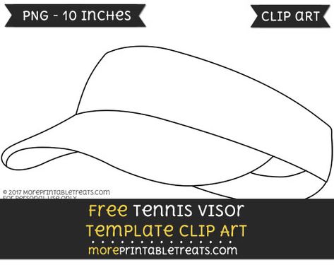 Free Tennis Visor Template - Clipart Tennis Visor, Black And White Lines, Art File, Digital Media, Digital Scrapbooking, Custom Sizing, Tennis, Clip Art, Education