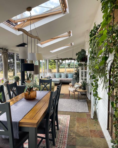 #conservatory hashtag on Instagram • Photos and videos Sunroom Dining Room, Sunroom Dining, French Inspired Home, Oak Furniture Land, Florida Room, Table Chairs, Home Again, Timber Flooring, Oak Furniture