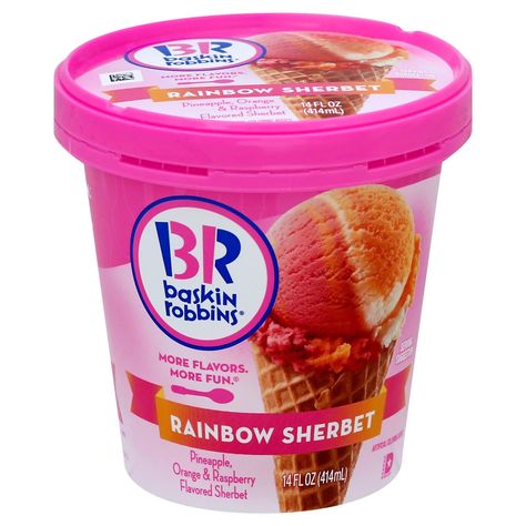 Rainbow Sherbet Ice Cream, Sherbet Ice Cream, Milk Ice Cream, Rainbow Sherbet, Orange Sherbet, Baskin Robbins, Ben And Jerrys Ice Cream, Fat Free, Cookies And Cream