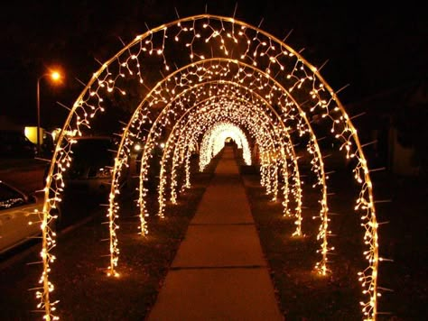 have people hold strands of christmas lights to make a tunnel for the send off Alice Hoffman, Wedding Hall Decorations, Christmas Light Installation, Wedding Entrance Decor, Diy Event, Wedding Entrance, Wedding Stage Decorations, Wedding Hall, Outdoor Christmas Lights