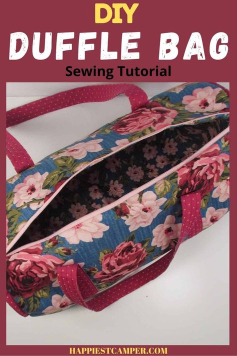 DIY Duffle Bag Tutorial Duffle Bag Tutorial, Diy Duffle Bag, Cute Duffle Bag, Duffel Bag Pattern, Sewing Piping, Duffle Bag Patterns, Weekend Duffle Bag, Small Duffle Bag, Diy Travel Bag