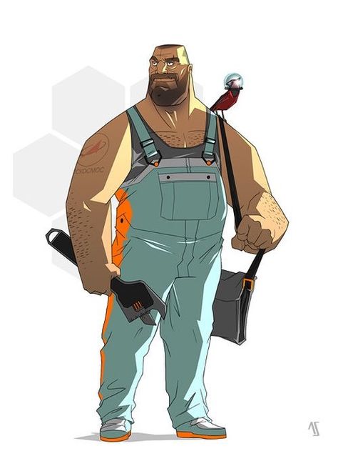 Character Design Professional, 2d Character Design Illustration, Mechanic Pose, Man Character Illustration, Cartoon Man Character, Mechanic Character Design, Mechanic Cartoon, Mechanic Character, Male Mechanic