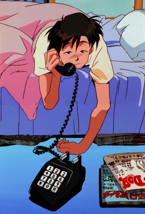 90s sad boy anime vibe aesthetic Cartoon Kunst, 90 Anime, Arte Indie, 그림 낙서, Karakter Disney, 강아지 그림, Japon Illustration, On The Phone, Old Anime